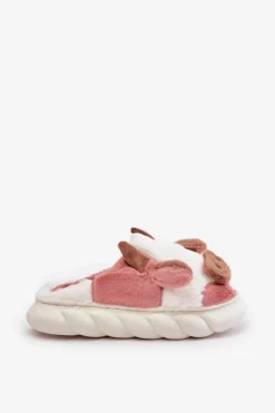 Futrzane Kapcie Krowy Damskie Różowe Remiola