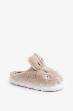 Futrzane Kapcie Z Motywem Króliczka Beżowe Natasha