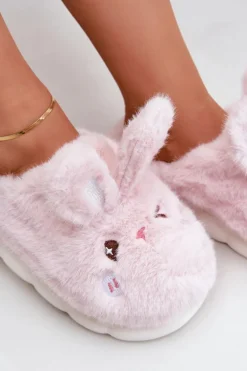 Futrzane Kapcie Z Motywem Króliczka Różowe Natasha