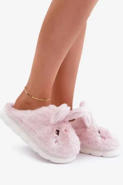 Futrzane Kapcie Z Motywem Króliczka Różowe Natasha