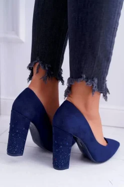 Granatowe Zamszowe Czółenka Razor