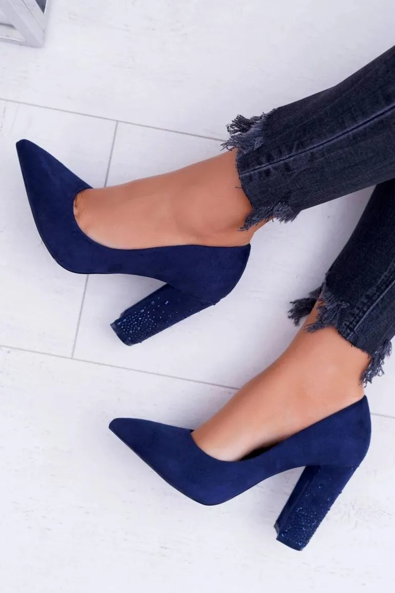 Granatowe Zamszowe Czółenka Razor