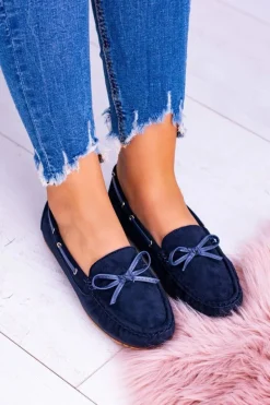 Granatowe Zamszowe Mokasyny Comfort Gucio