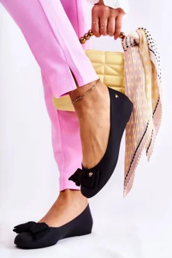 Gumowe Damskie Baleriny Kokardka Czarne Fergie