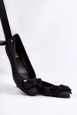 Gumowe Damskie Baleriny Kokardka Czarne Fergie