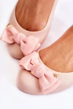 Gumowe Damskie Baleriny Kokardka Nude Fergie