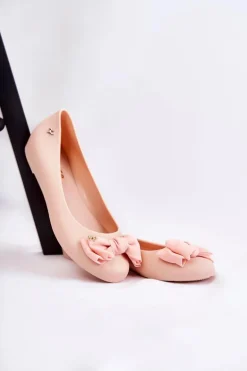 Gumowe Damskie Baleriny Kokardka Nude Fergie