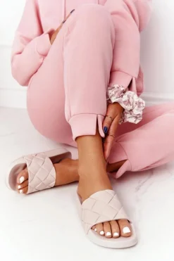 Gumowe Klapki Damskie Beżowe Let's Swim