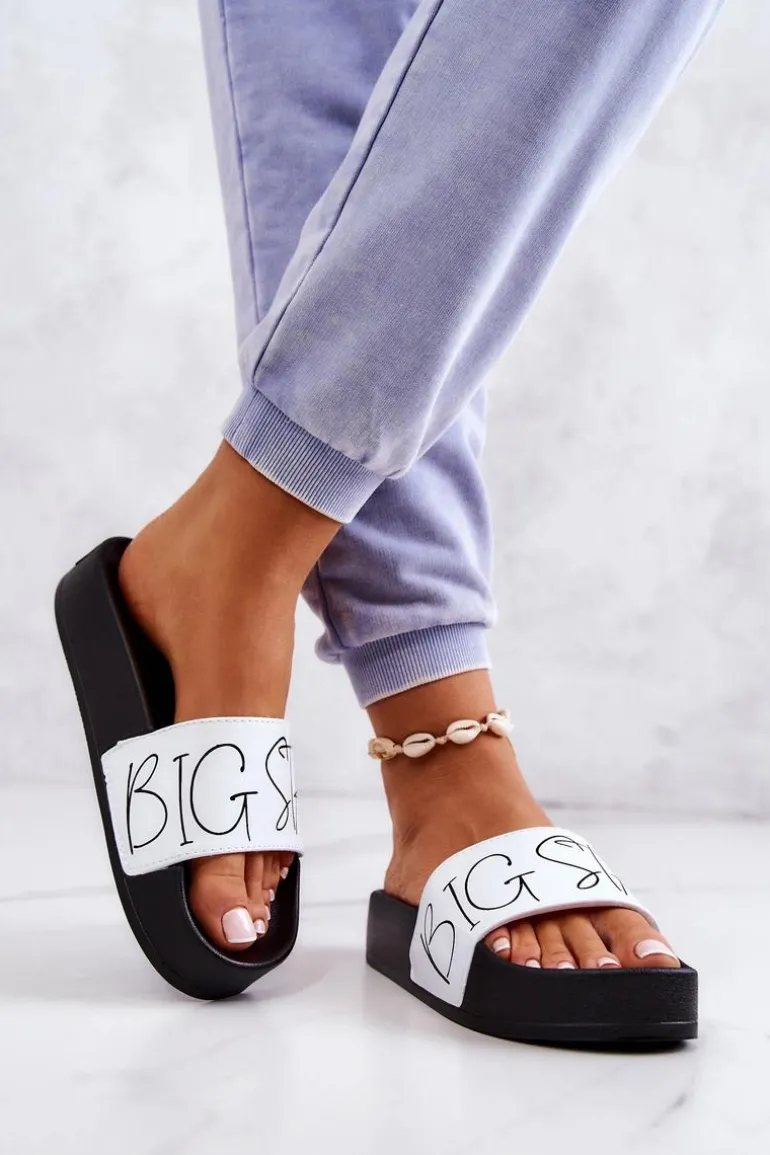 Gumowe Klapki Damskie Big Star JJ274A275 Czarno-Białe