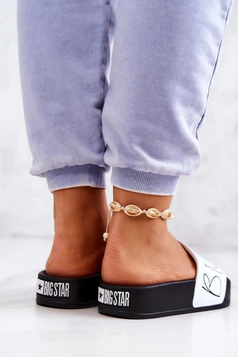 Gumowe Klapki Damskie Big Star JJ274A275 Czarno-Białe