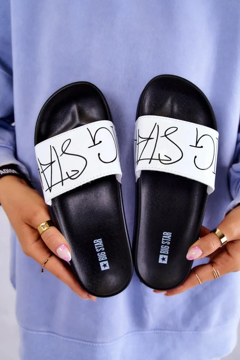 Gumowe Klapki Damskie Big Star JJ274A275 Czarno-Białe