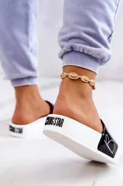 Gumowe Klapki Damskie Big Star JJ274A276 Biało-Czarne