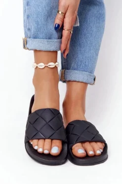 Gumowe Klapki Damskie Czarne Let's Swim