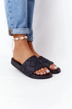 Gumowe Klapki Damskie Czarne Let's Swim