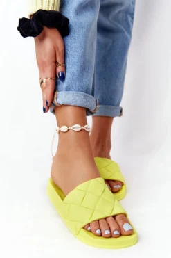 Gumowe Klapki Damskie Neonowe Żółte Let's Swim