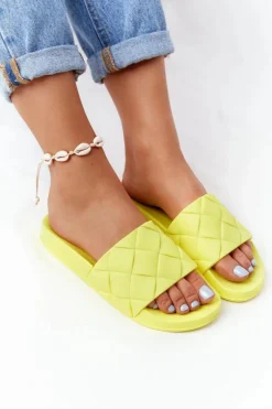 Gumowe Klapki Damskie Neonowe Żółte Let's Swim