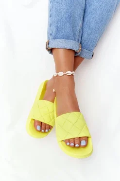 Gumowe Klapki Damskie Neonowe Żółte Let's Swim