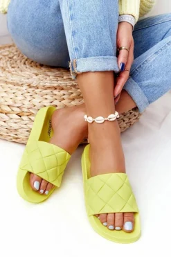 Gumowe Klapki Damskie Neonowe Żółte Let's Swim