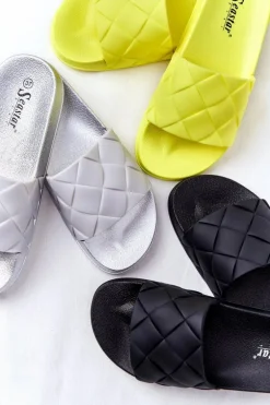 Gumowe Klapki Damskie Neonowe Żółte Let's Swim