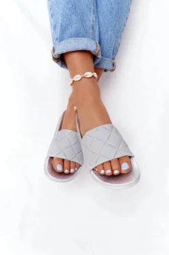 Gumowe Klapki Damskie Szaro-Srebrne Let's Swim