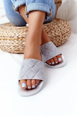 Gumowe Klapki Damskie Szaro-Srebrne Let's Swim