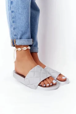 Gumowe Klapki Damskie Szaro-Srebrne Let's Swim