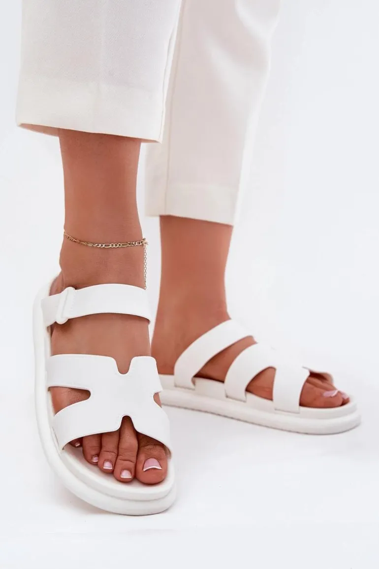 Gumowe Klapki Damskie Z Paskiem Białe Tavirae