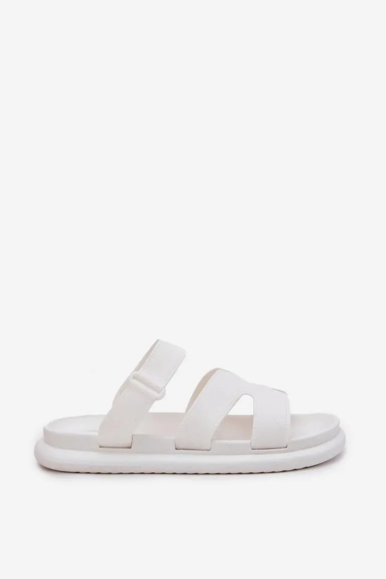 Gumowe Klapki Damskie Z Paskiem Białe Tavirae