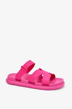 Gumowe Klapki Damskie Z Paskiem Fuksja Tavirae