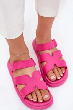 Gumowe Klapki Damskie Z Paskiem Fuksja Tavirae