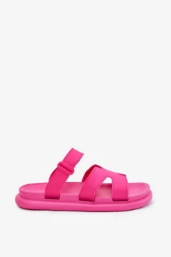 Gumowe Klapki Damskie Z Paskiem Fuksja Tavirae