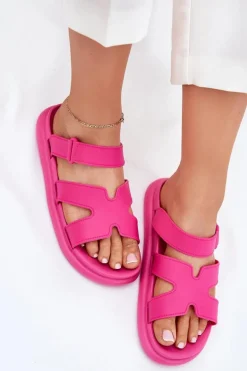 Gumowe Klapki Damskie Z Paskiem Fuksja Tavirae