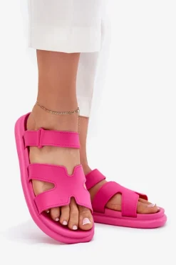 Gumowe Klapki Damskie Z Paskiem Fuksja Tavirae