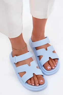 Gumowe Klapki Damskie Z Paskiem Niebieskie Tavirae