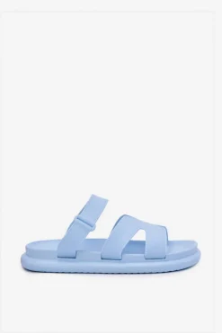 Gumowe Klapki Damskie Z Paskiem Niebieskie Tavirae