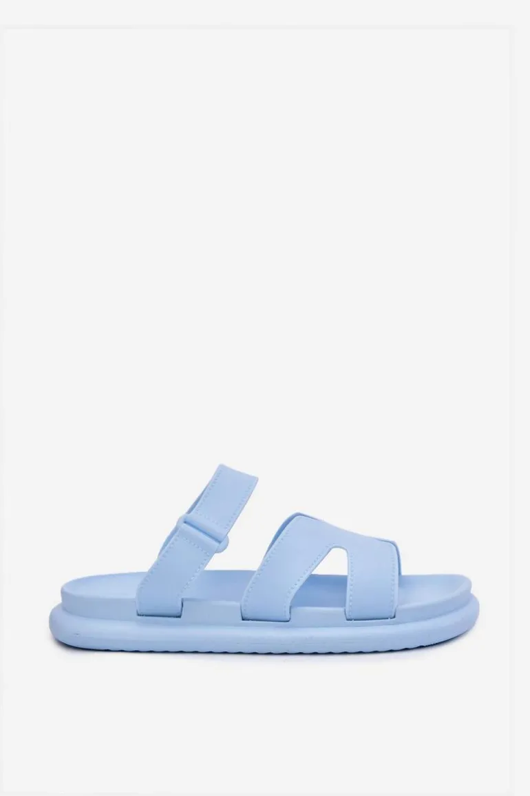 Gumowe Klapki Damskie Z Paskiem Niebieskie Tavirae