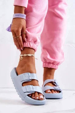 Gumowe Klapki Na Platformie Niebieskie Westie