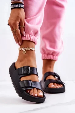 Gumowe Klapki Na Platformie Czarne Westie