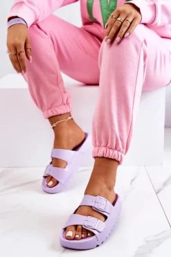 Gumowe Klapki Na Platformie Fioletowe Westie