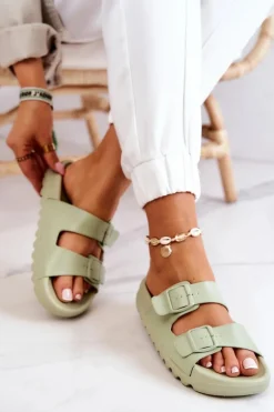 Gumowe Klapki Na Platformie Zielone Westie