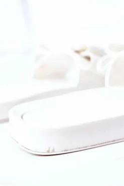 Gumowe Klapki Z Kokardą Białe April