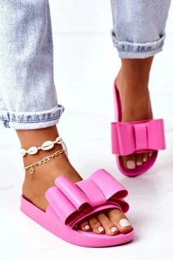 Gumowe Klapki Z Kokardą Fuksja April