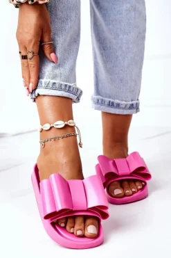 Gumowe Klapki Z Kokardą Fuksja April