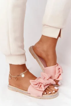 Gumowe Klapki Z Kokardą Koralowe Andrea