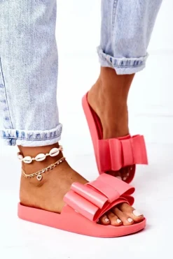 Gumowe Klapki Z Kokardą Koralowe April