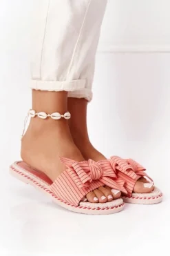 Gumowe Klapki Z Kokardą Różowe Gabriell