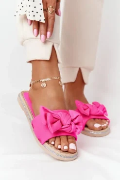 Gumowe Klapki Z Kokardą Różowe Andrea