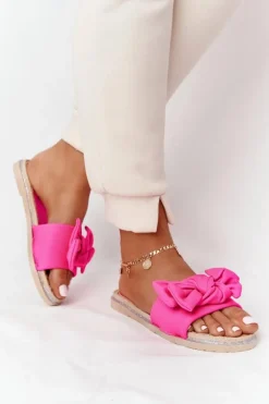Gumowe Klapki Z Kokardą Różowe Andrea
