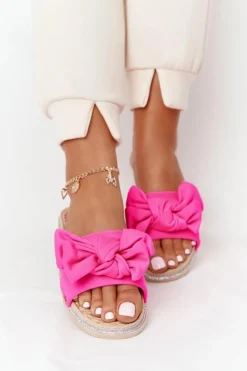 Gumowe Klapki Z Kokardą Różowe Andrea