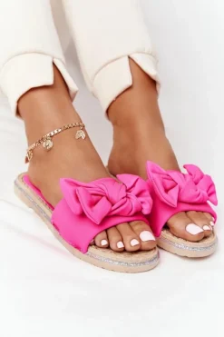 Gumowe Klapki Z Kokardą Różowe Andrea